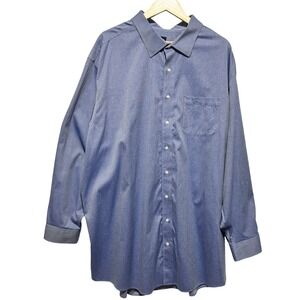 Brooks Brothers Mens Dress Shirt 20 Blue Pinstripe Non Iron Supima Cotton Office